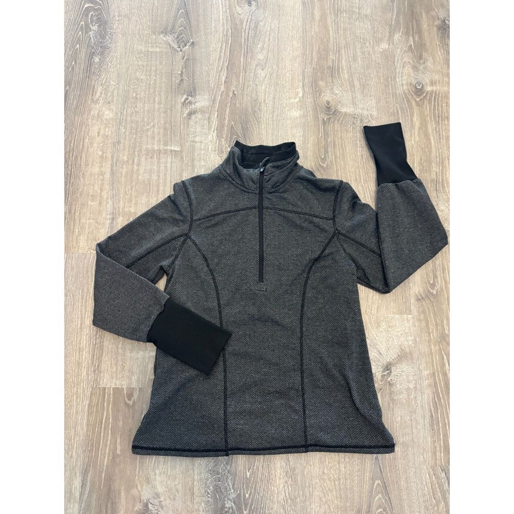 Athletic Works Women's Half Zip‎ Gray Herringbone Highneck Sweater Size Small